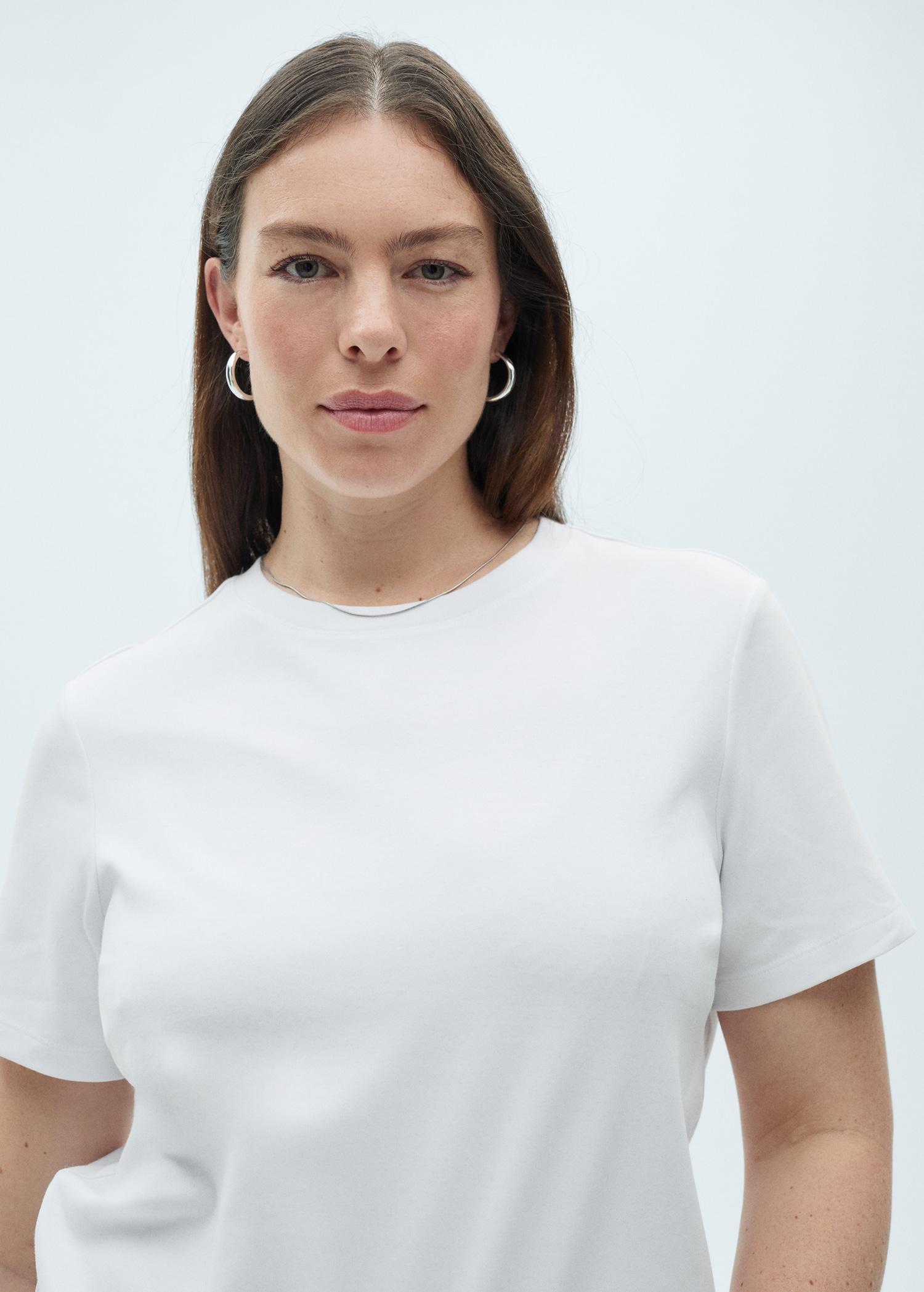 Short-sleeved cotton t-shirt - Women | MANGO USA Product Image