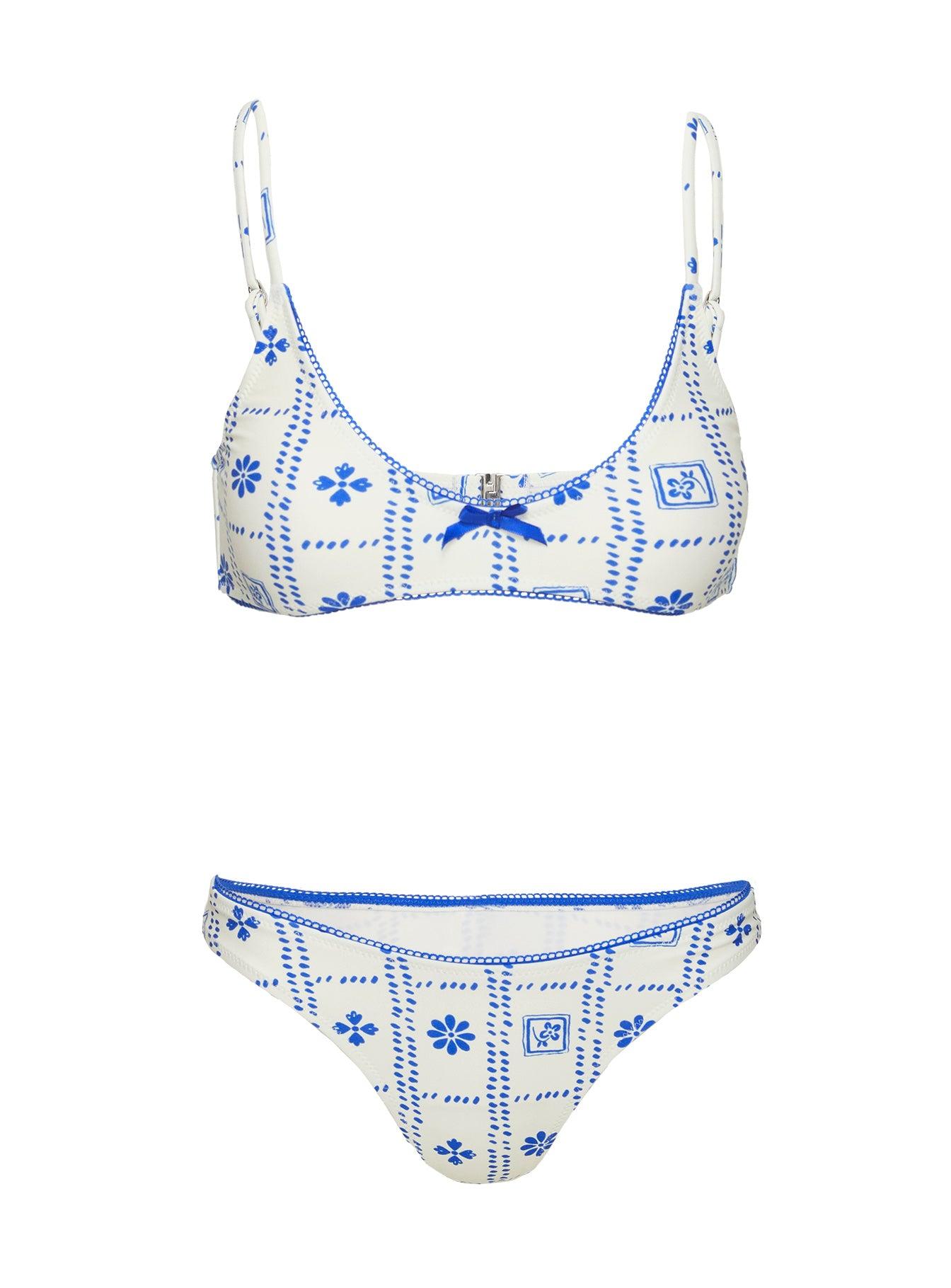 Kursti High Cut Cheeky Bikini Bottoms Blue / White Product Image