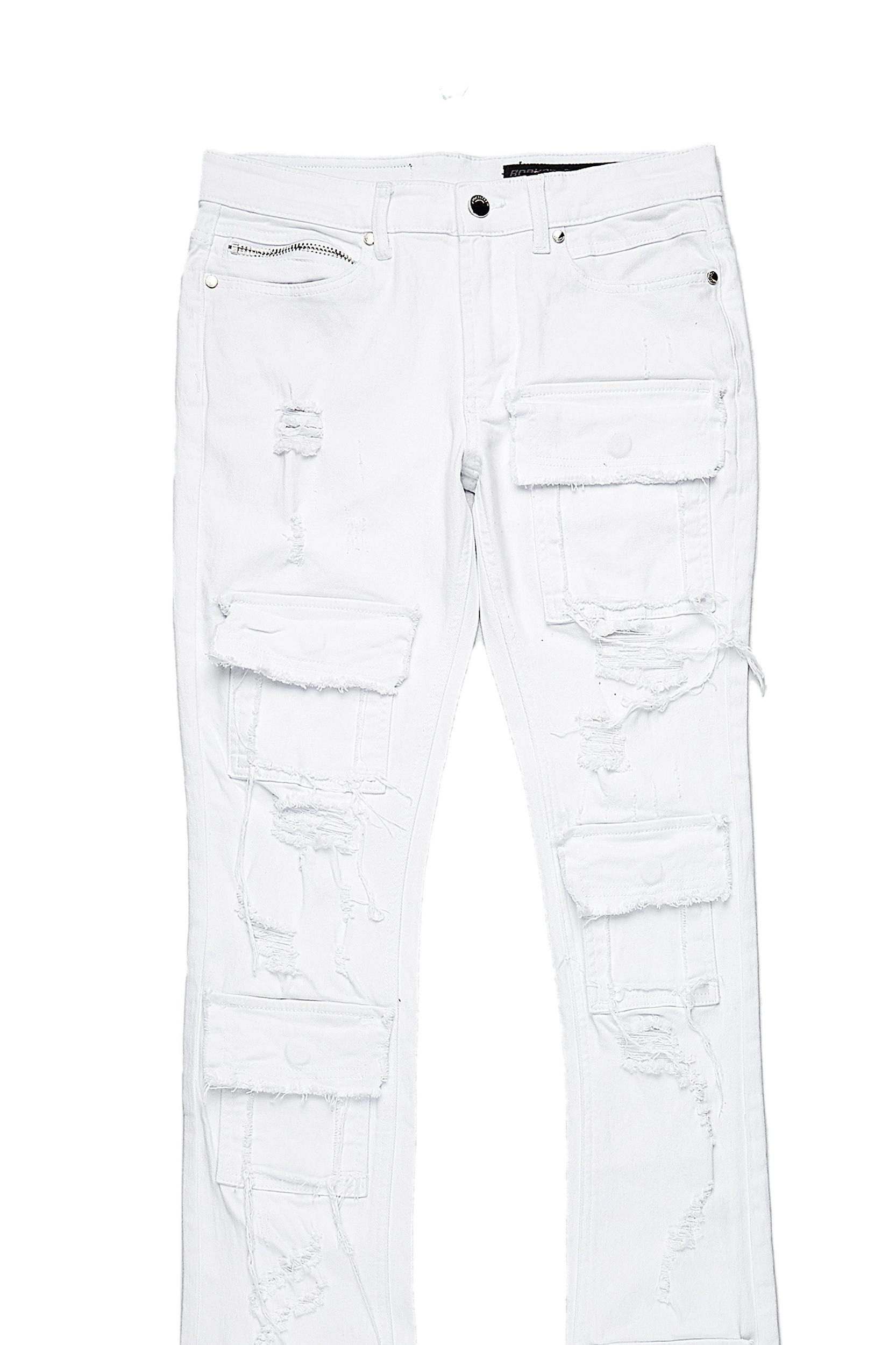 Pooja White Super Stacked Flare Jean Male Product Image