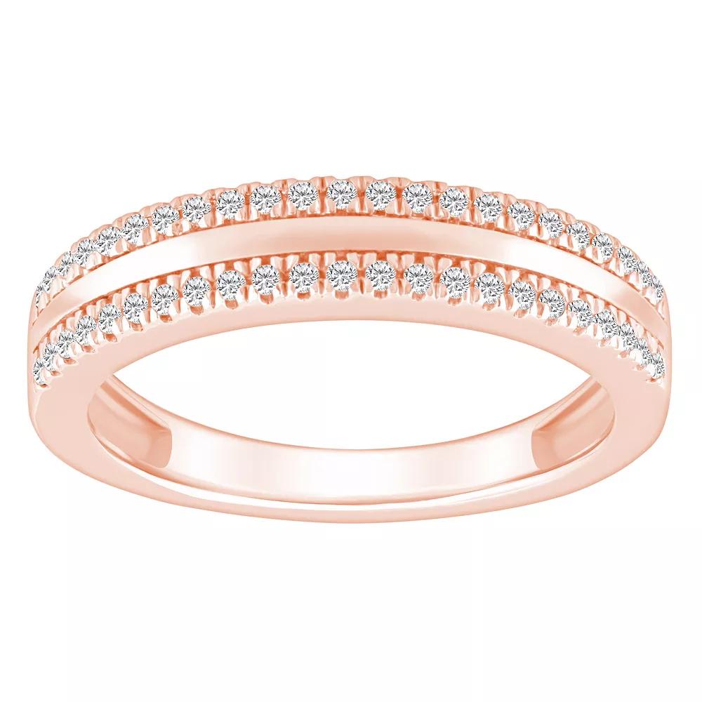 Alyson Layne 14k Gold 1/4 Carat T.W. Diamond Pave & Polished Wedding Band, Women's, Size: 8, 14k Rsgold Product Image