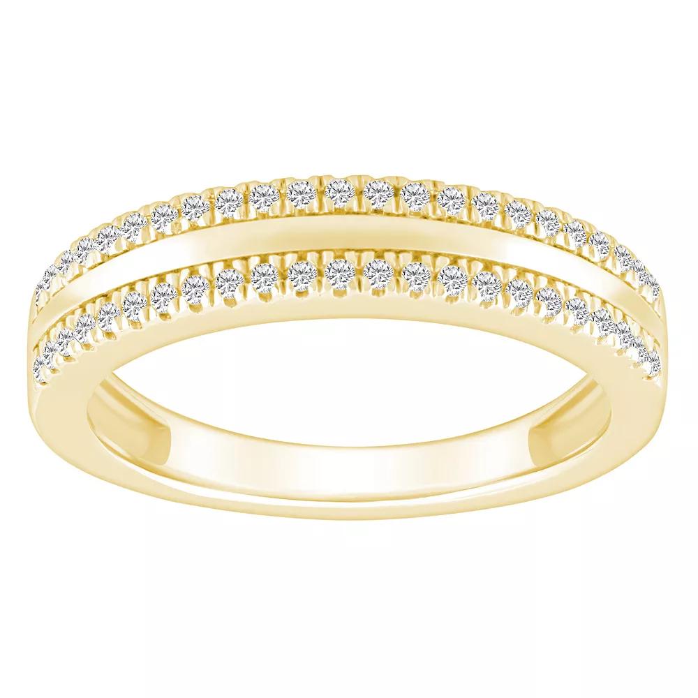 Alyson Layne 14k Gold 1/4 Carat T.W. Diamond Pave & Polished Wedding Band, Women's, Size: 8.50, 14k White Gold Product Image