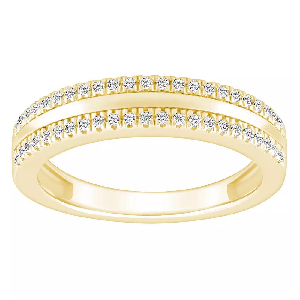 Alyson Layne 14k Gold 1/4 Carat T.W. Diamond Pave & Polished Wedding Band, Women's, Size: 8.50, 14k White Gold Product Image