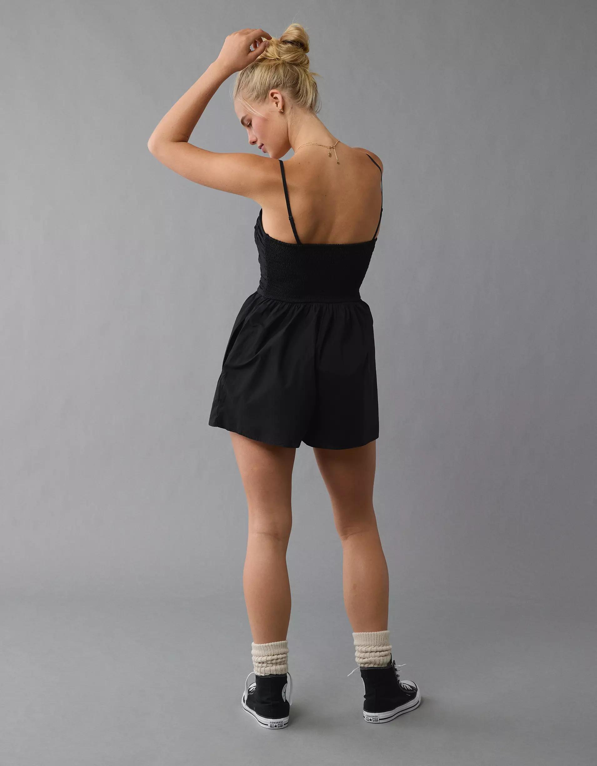 AE Strapless Ruched Bodice Romper Product Image