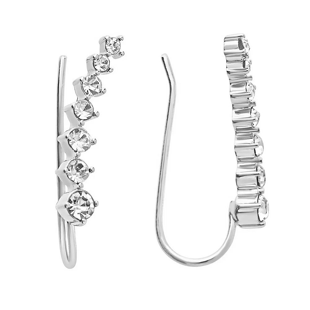 MC Collective Graduated CZ Crawler Earrings, Women's, Silver Tone Product Image