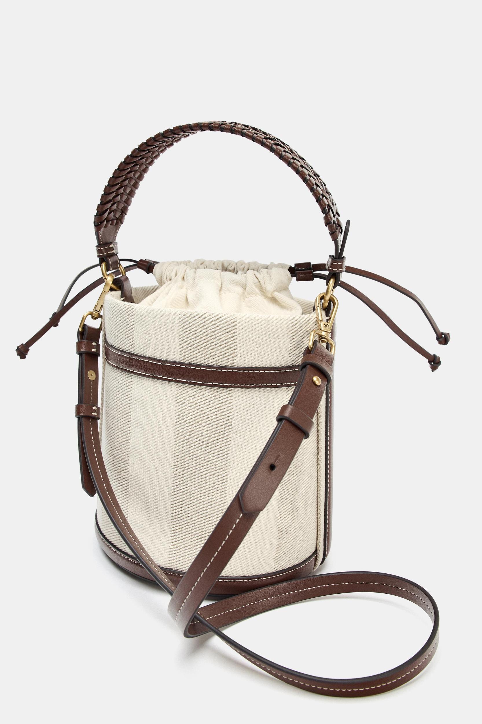 STRIPED CANVAS BUCKET BAG Product Image