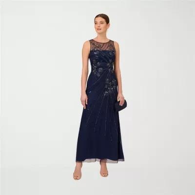 Papell Boutique Womens Beaded Embellished Sleeveless Evening Gown Product Image
