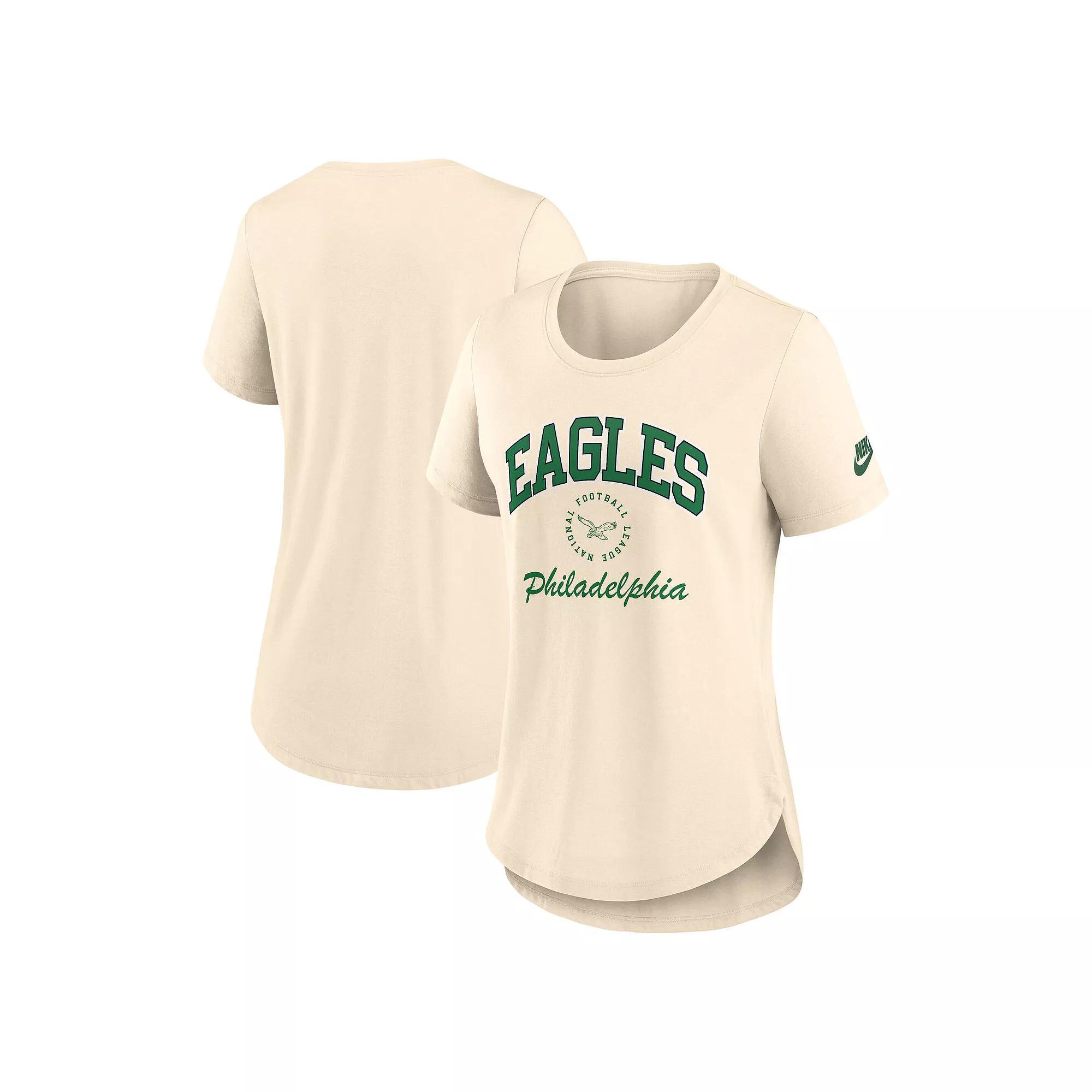 Women's Nike Natural Philadelphia Eagles Rewind Tri-Blend T-Shirt, Size: 2XL, Beige Product Image