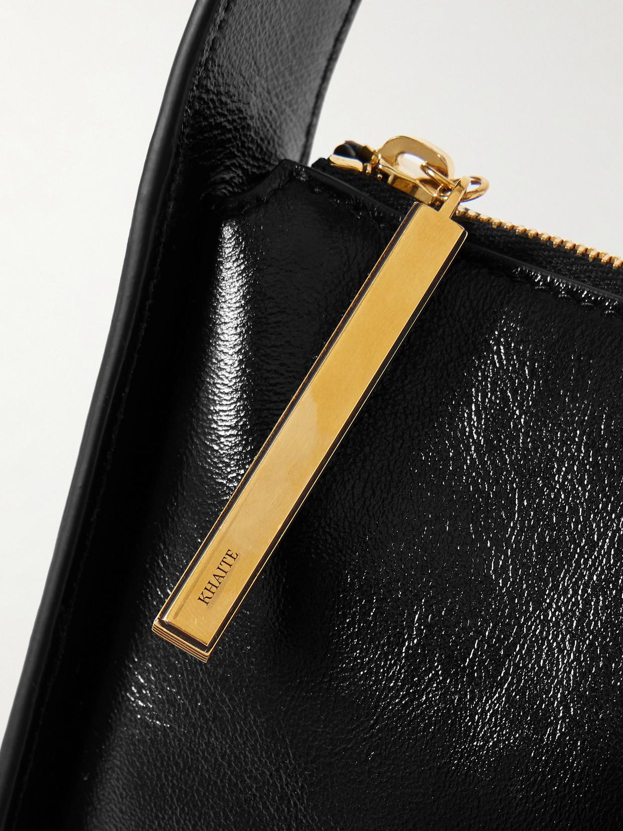 KHAITE Lori Crackle Patent Leather Shoulder Bag In Black Product Image