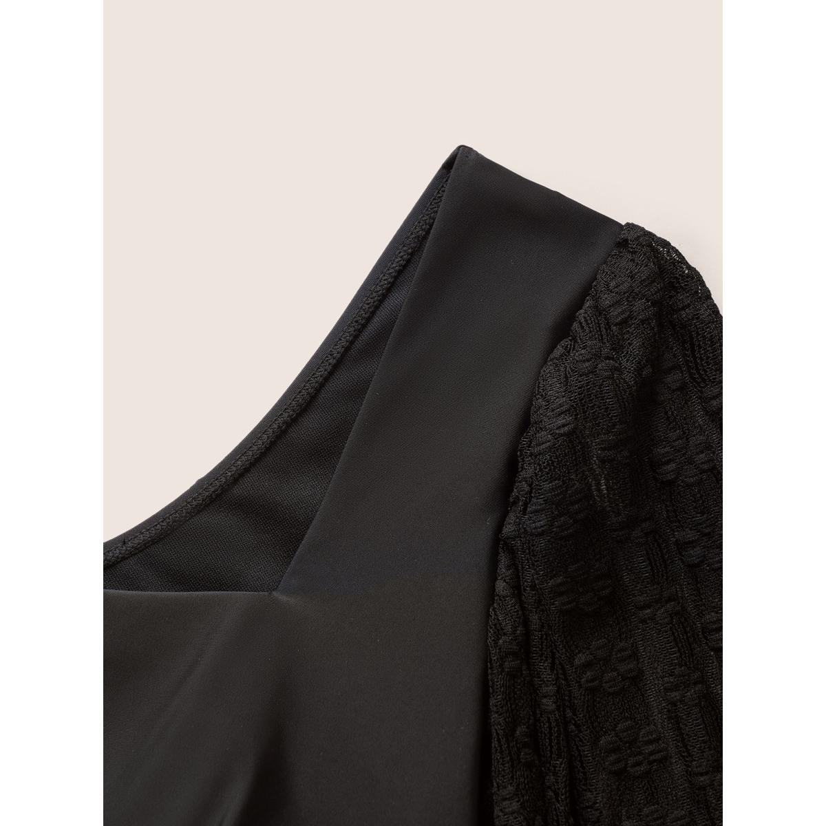 Plus Size Square Neck Patchwork See Through Swim Top Women's Swimwear Indigo Beach See through High stretch Skinny Square Neck Curve Swim Tops BloomChic 22-24/3X Product Image