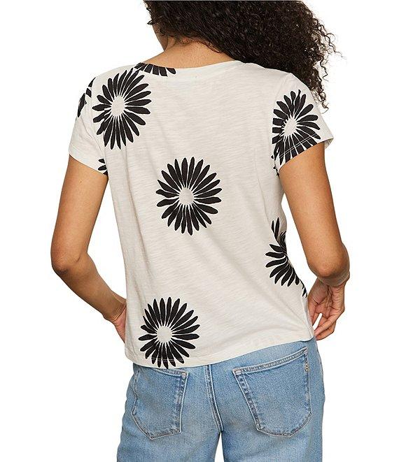 Sanctuary The Perfect Tee Palm Print Crew Neck Short Sleeve Top Product Image