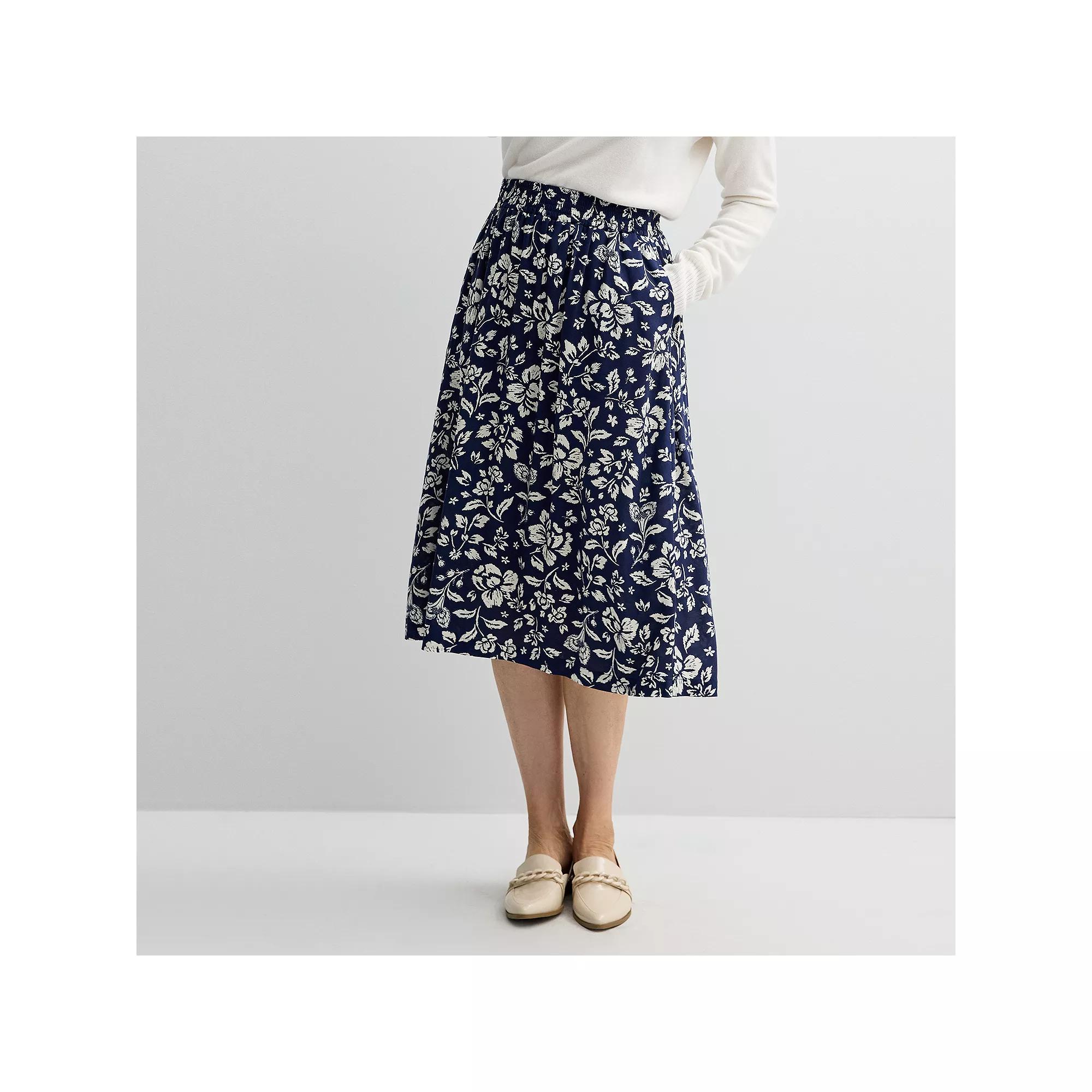 Petite Croft & Barrow Tiered Polished-Front Pull-On Skirt, Women's,  Product Image