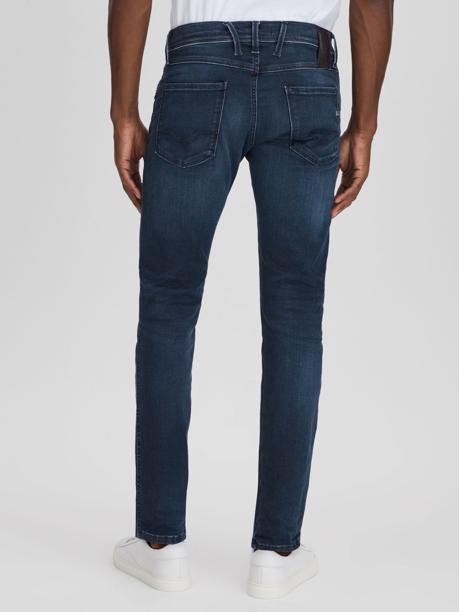 Slim Fit Washed Jeans in Dark Blue Product Image