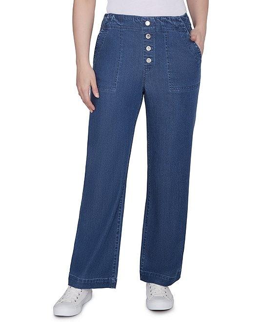 Ruby Rd. Wide Leg Button-Front Jeans Product Image