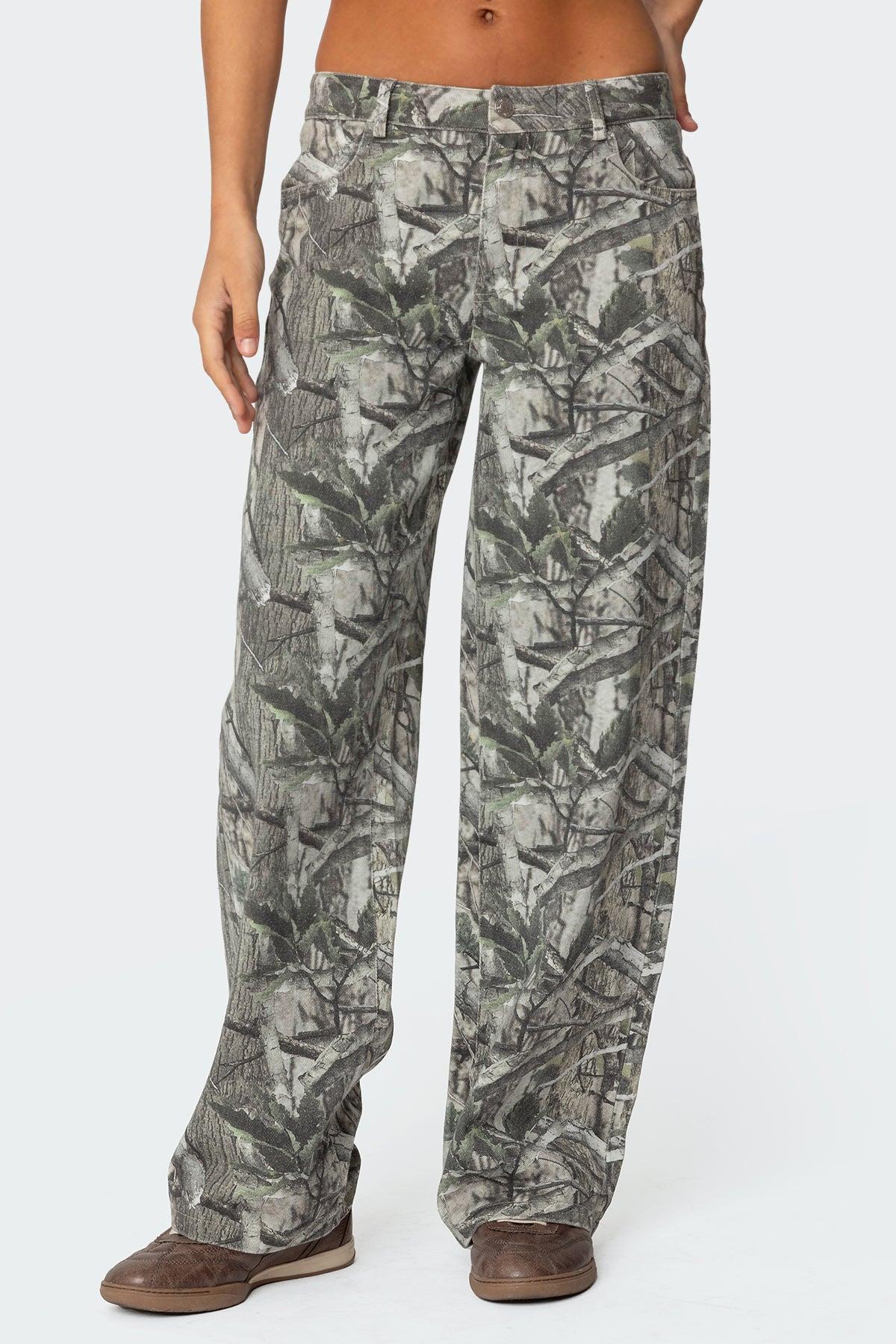 Camo & Bow Low Rise Baggy Jeans Product Image
