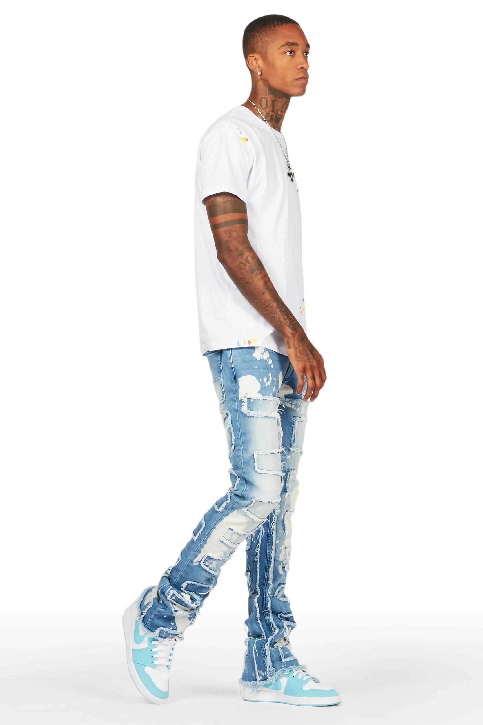 Laban Light Blue Bleach Stacked Flare Jean Male Product Image