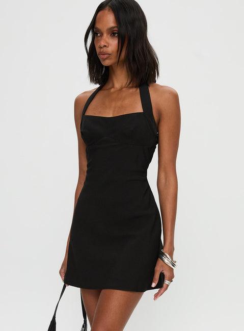 Cabaret Halter Mini Dress Black Product Image