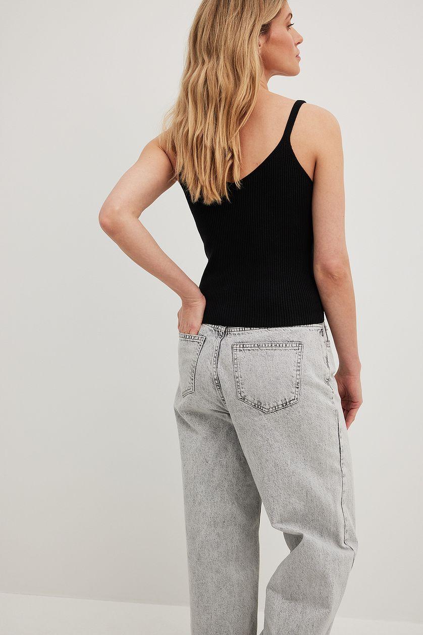 Ribbed Knitted Deep Back Top Product Image