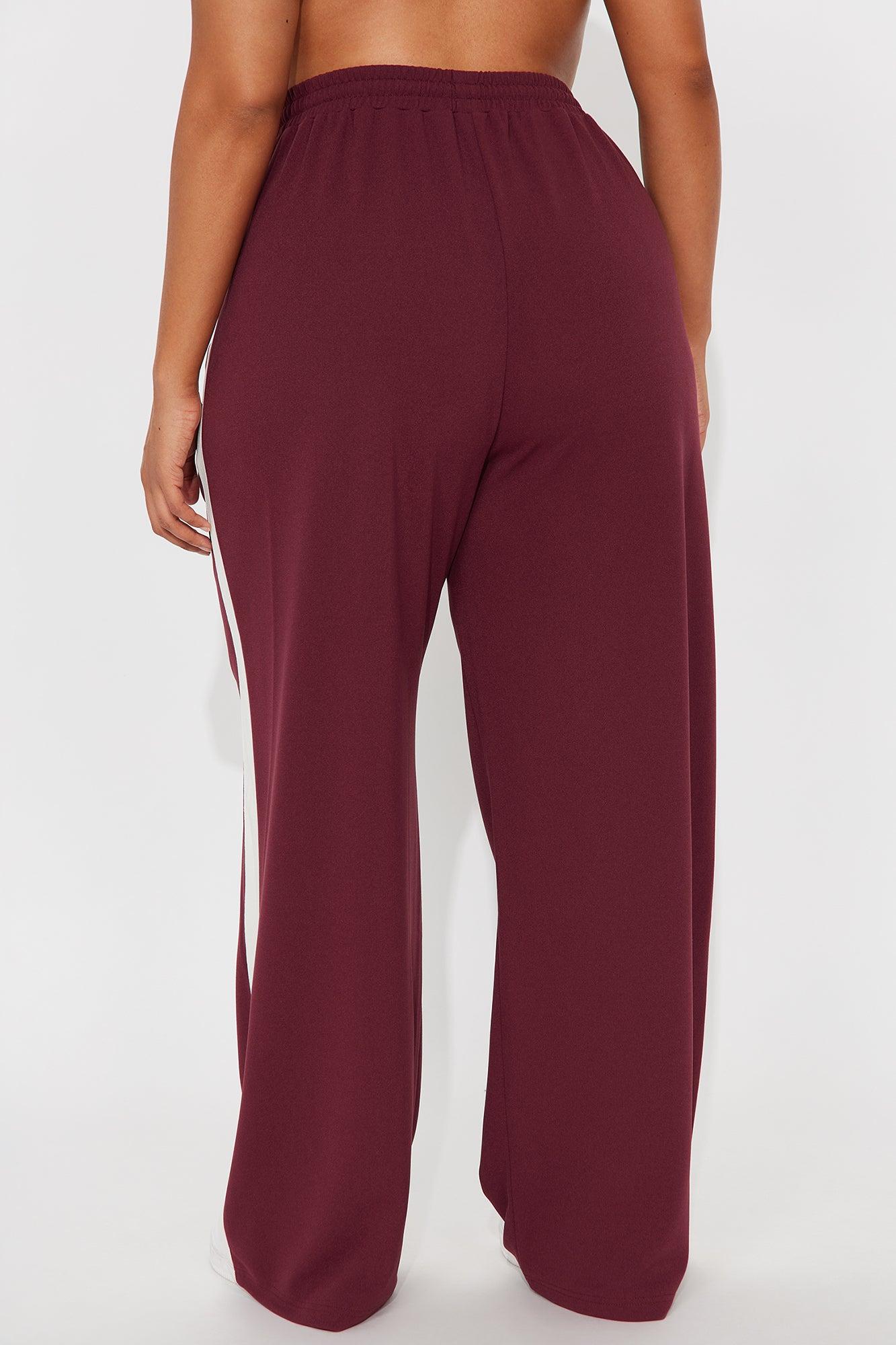 Point Of View Track Trouser Pant - Burgundy/combo Female Product Image