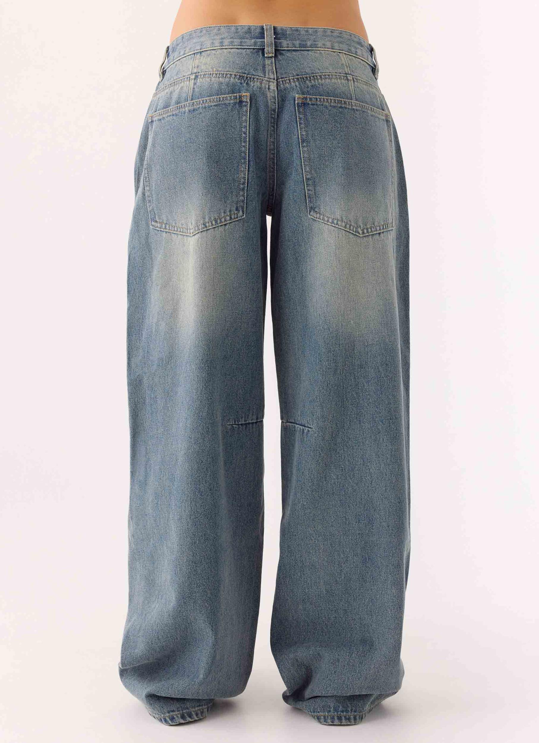 Waylon Low Rise Denim Jeans - Mid Wash Blue Product Image