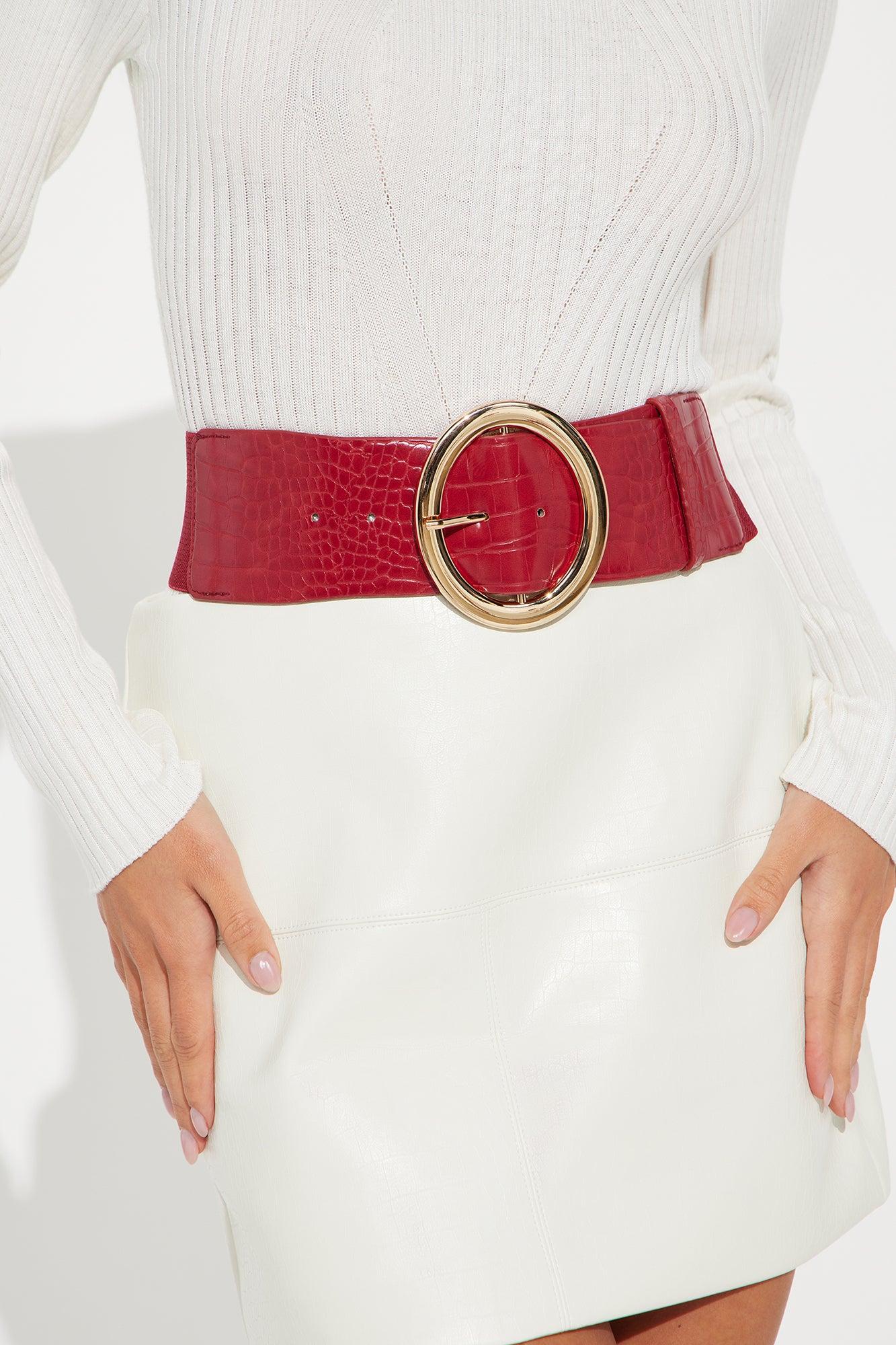 Croc Stretch Belt - Burgundy Product Image