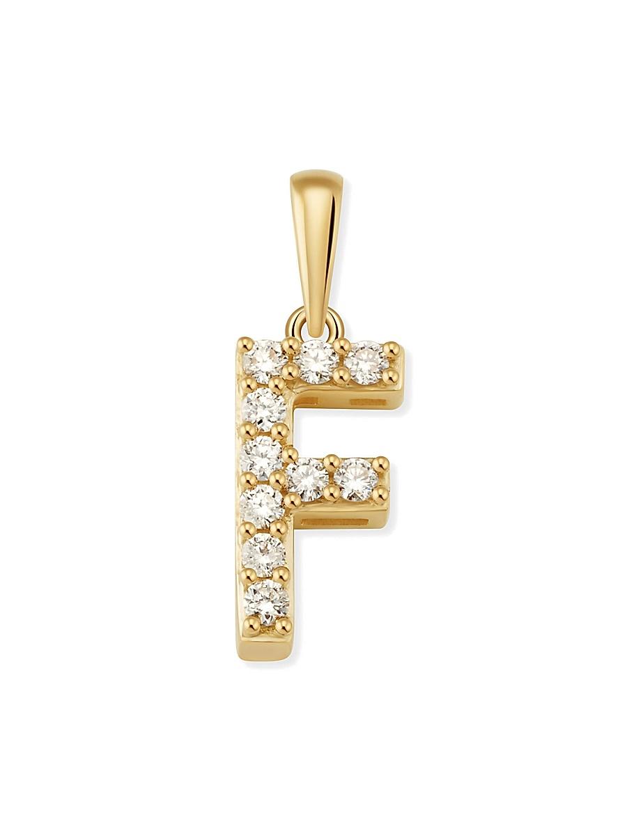 Womens 14K Yellow Gold Luxe Letter Diamond Initial Pendant Charm Product Image