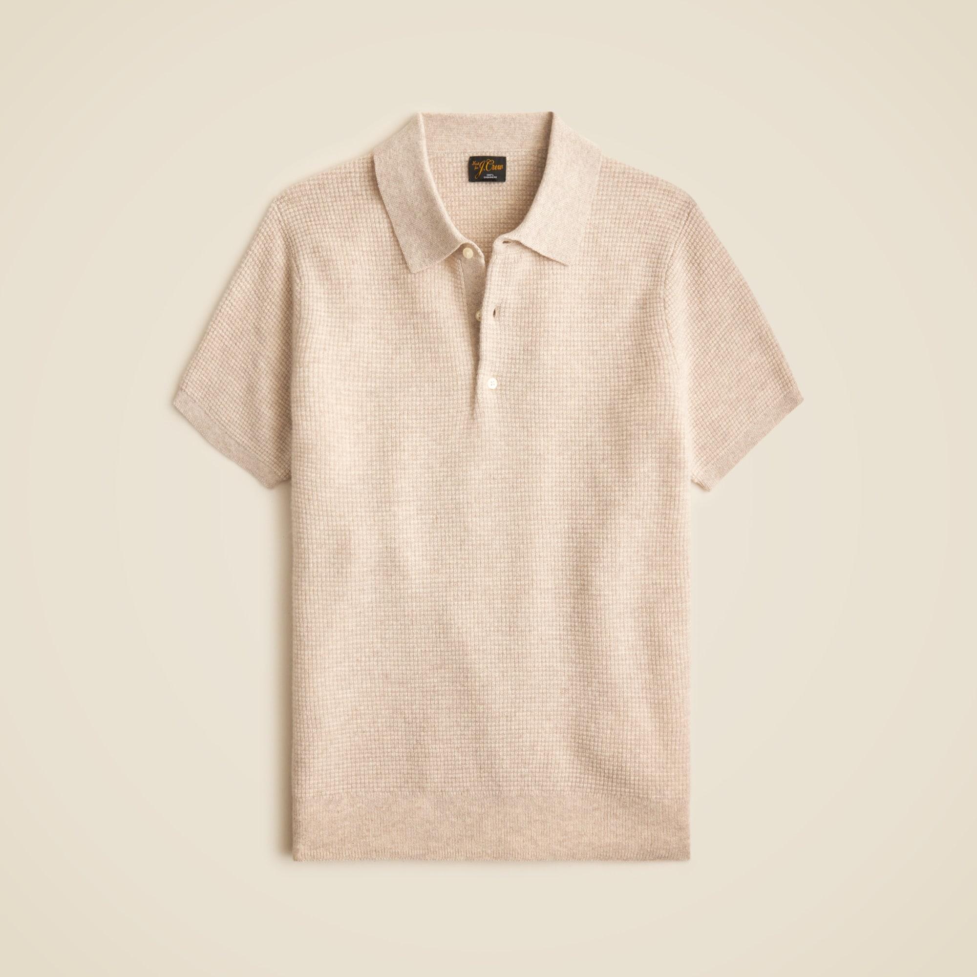 Short-sleeve cashmere waffle sweater-polo Product Image