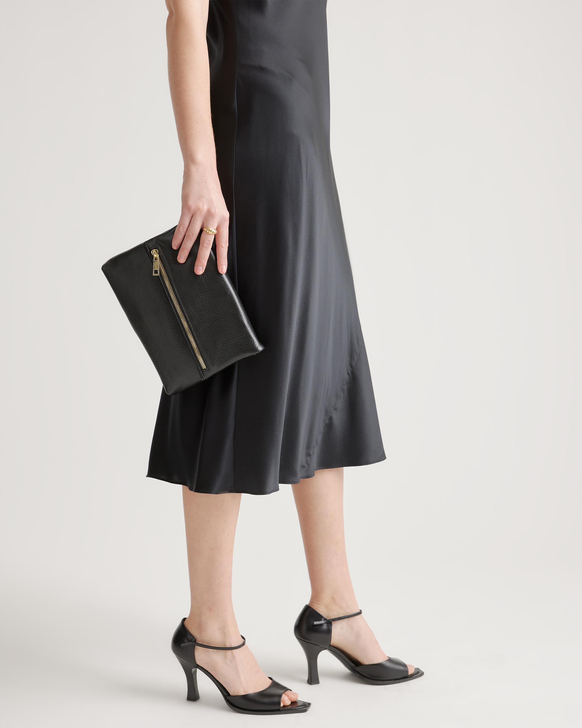 Quince | Women's Italian Leather Convertible Foldover Clutch Product Image