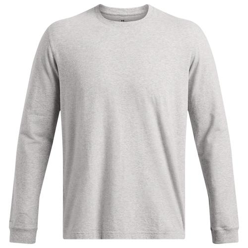 Under Armour Mens Under Armour Icon Charged Cotton Long Sleeve - Mens White/Halo Gray Product Image