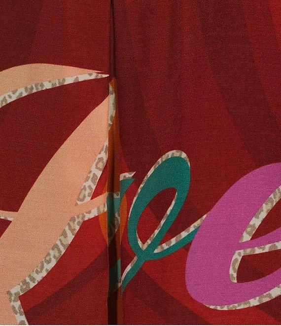 John Mark Woven Novelty Mix Print Point Collar Long Roll-Tab Sleeve Button-Front Tunic Product Image