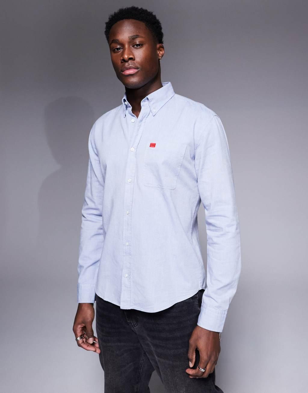HUGO Red Evito slim fit shirt in blue Product Image
