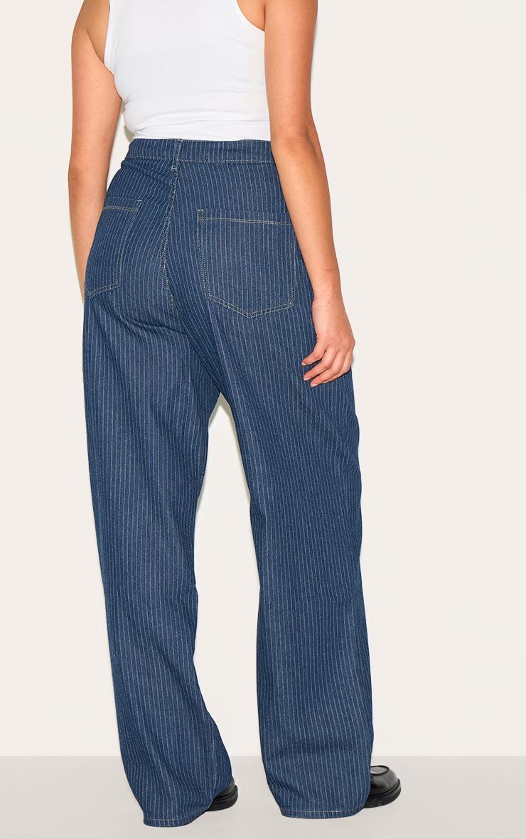 Plus Indigo Pinstripe Denim Straight Leg Jeans Product Image