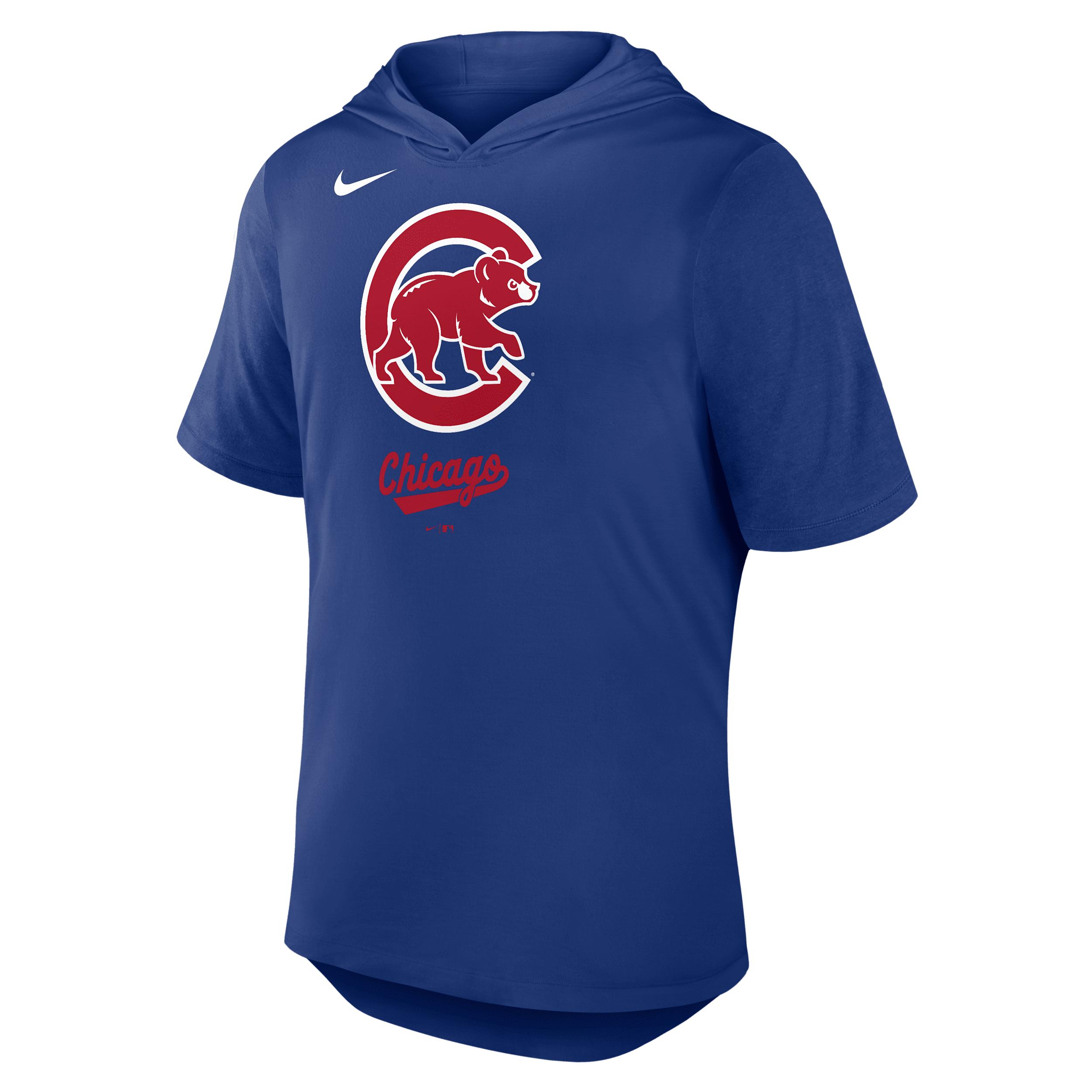 Chicago Cubs Logo Nike Mens Dri-FIT MLB Hooded T-Shirt | 03NB11TUEJ-C8M Product Image