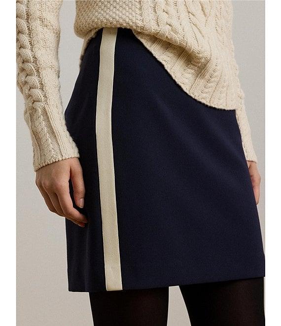 Lauren Ralph Lauren Stretch Knit Two-Tone Color Block Pencil Mini Skirt Product Image
