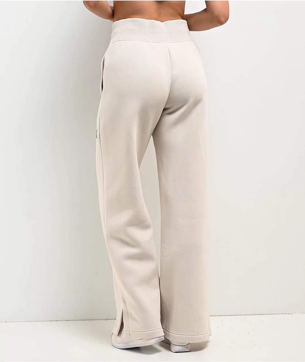 Nike Sportswear Phoenix Fleece Logo Light Orewood High Waist Wide Leg Sweatpants Product Image