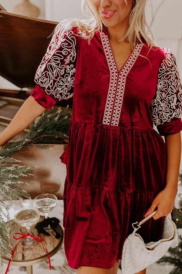 Charmed Moments Velvet Mini Dress in Wine Product Image