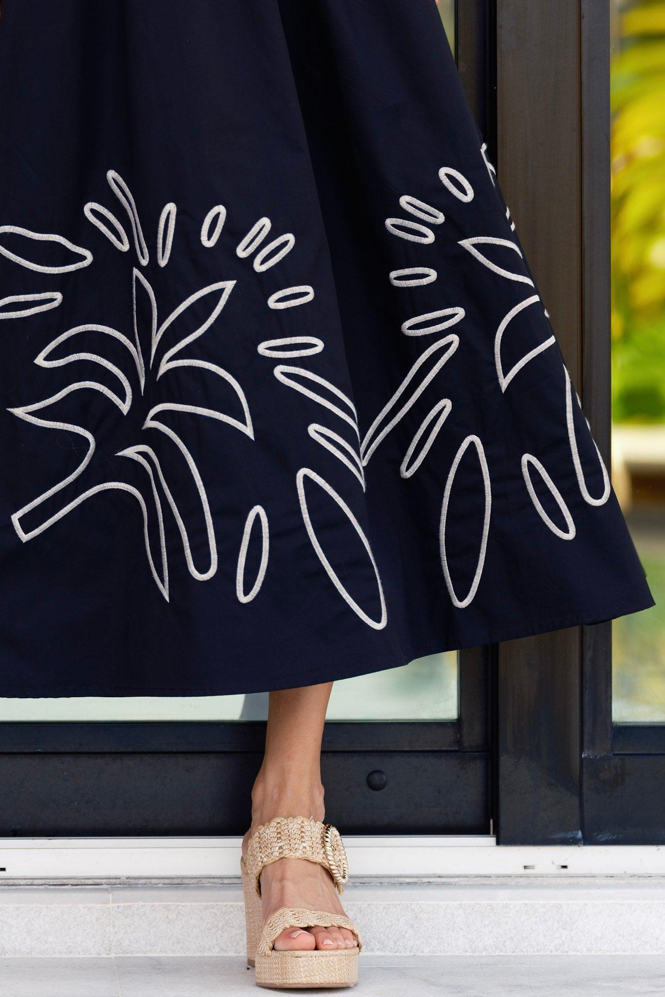 Makes Perfect Sense Black Cotton Embroidered Maxi Dress L / Black Product Image