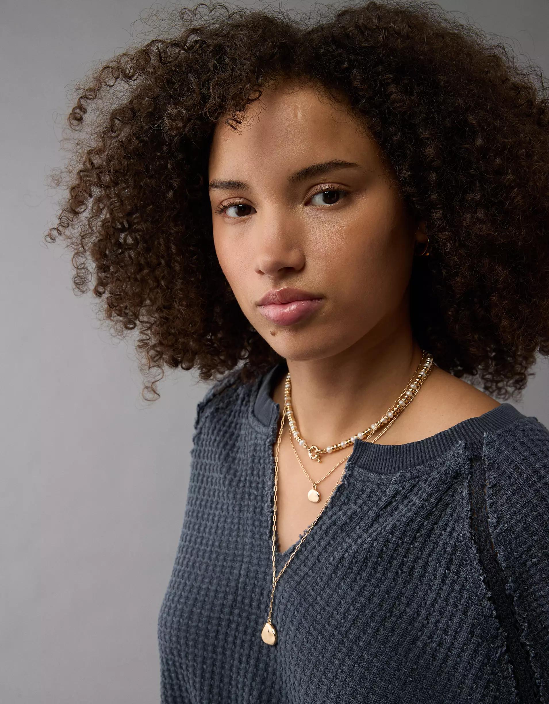 AE Big Hug Notch Neck Waffle Sweatshirt Product Image