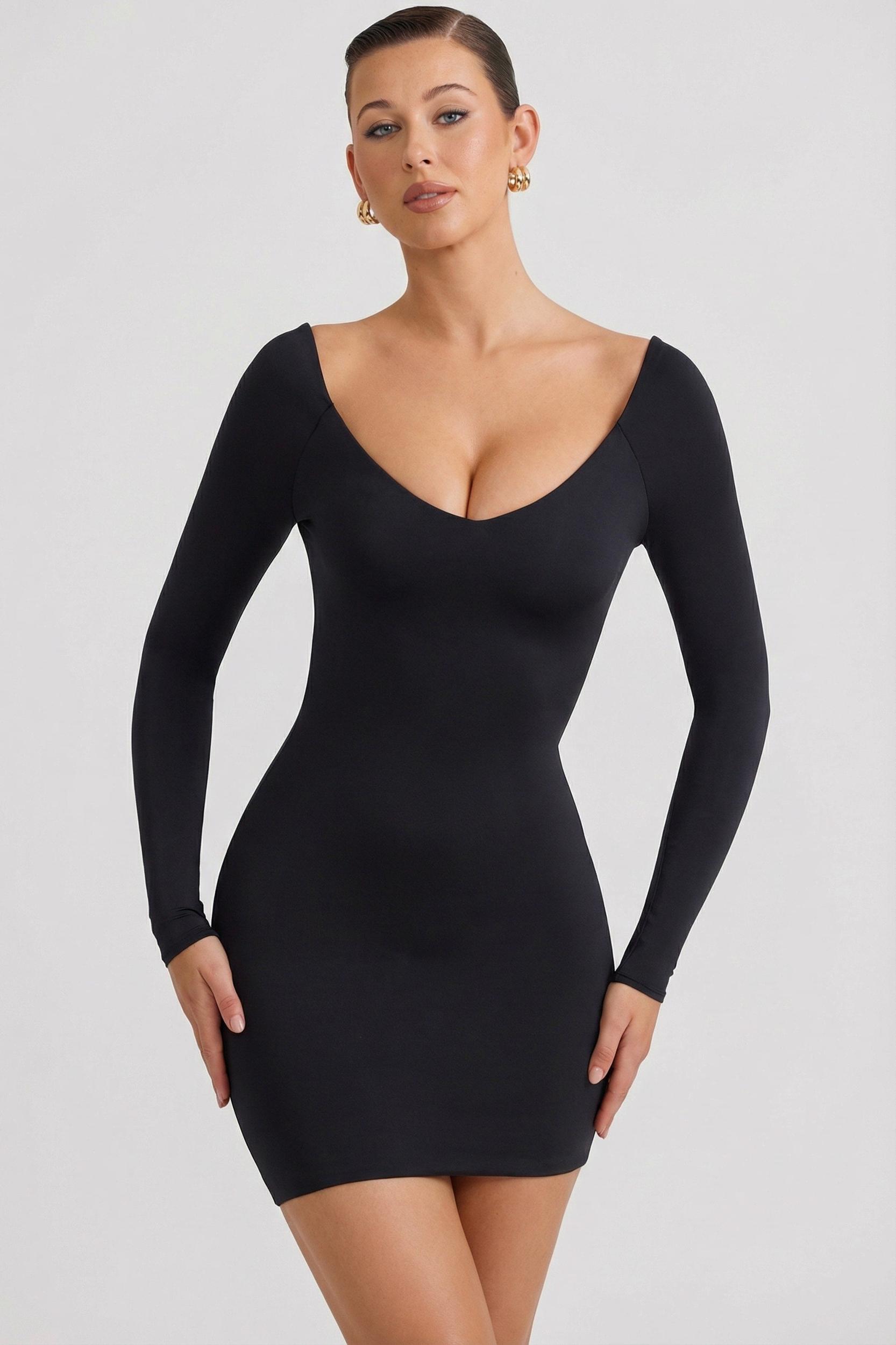 Scoop-Neck Mini Dress in Black Female Product Image