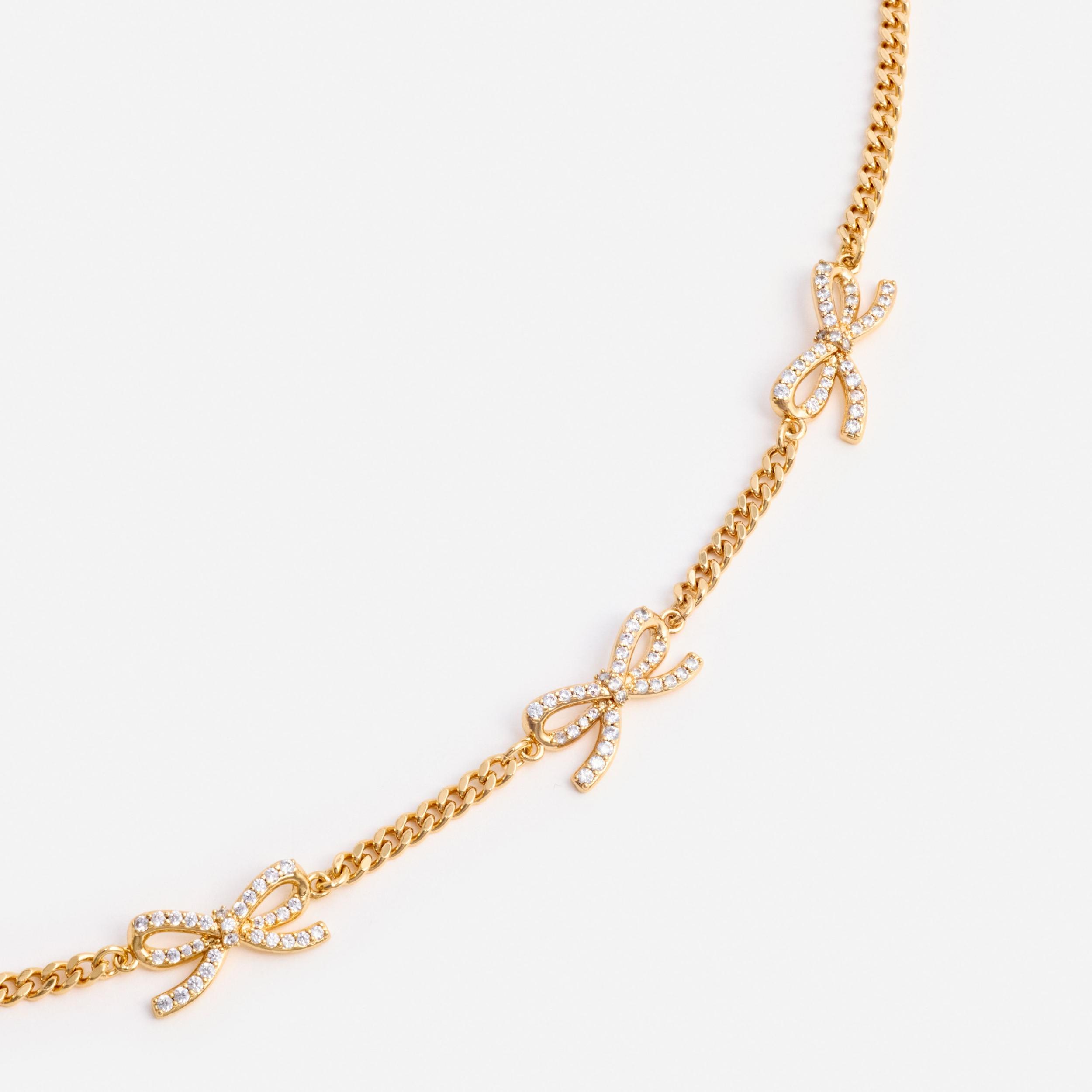 Gold Crystal Bow Necklace Product Image