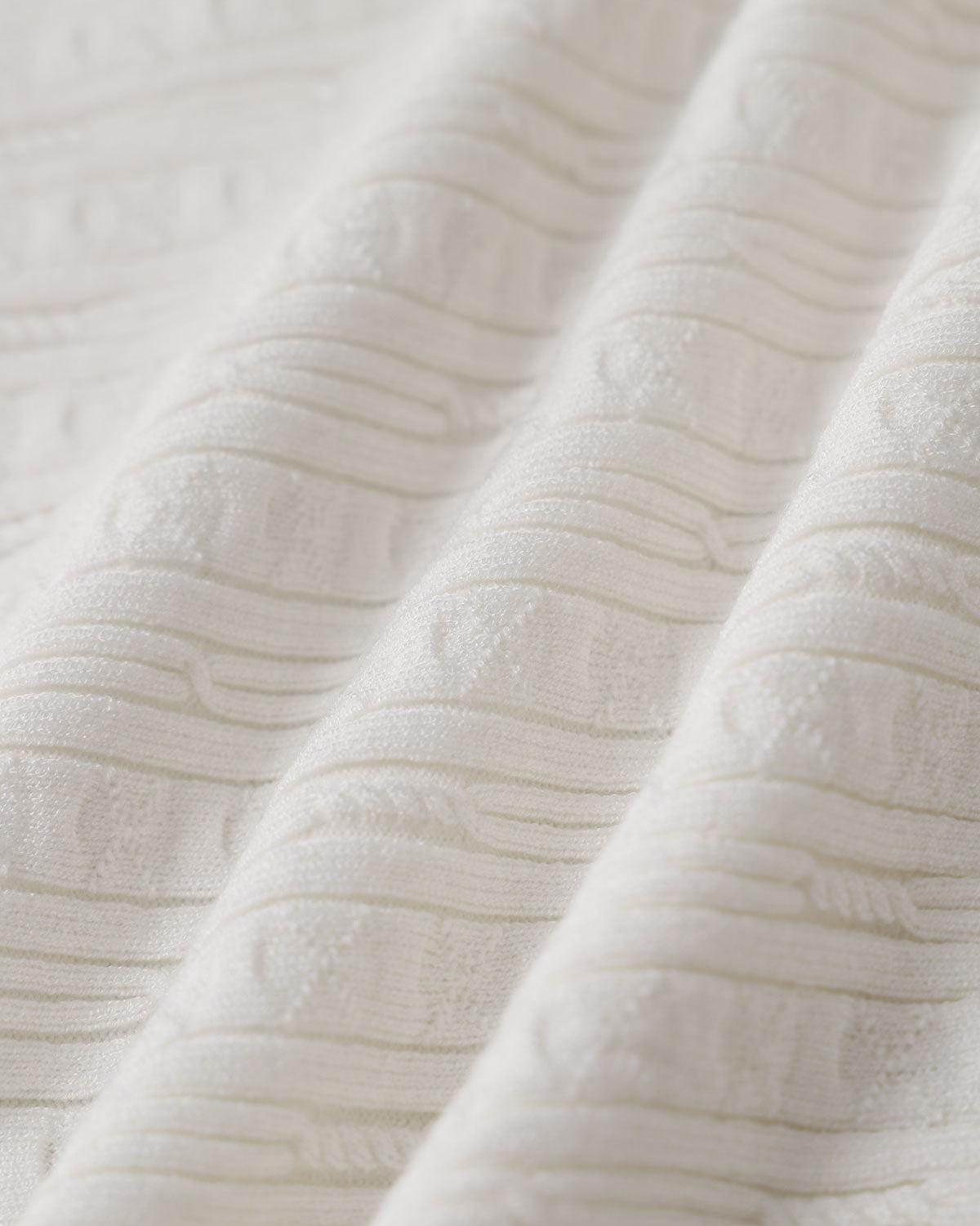 White Crochet Bodycon Sweater Dress Product Image