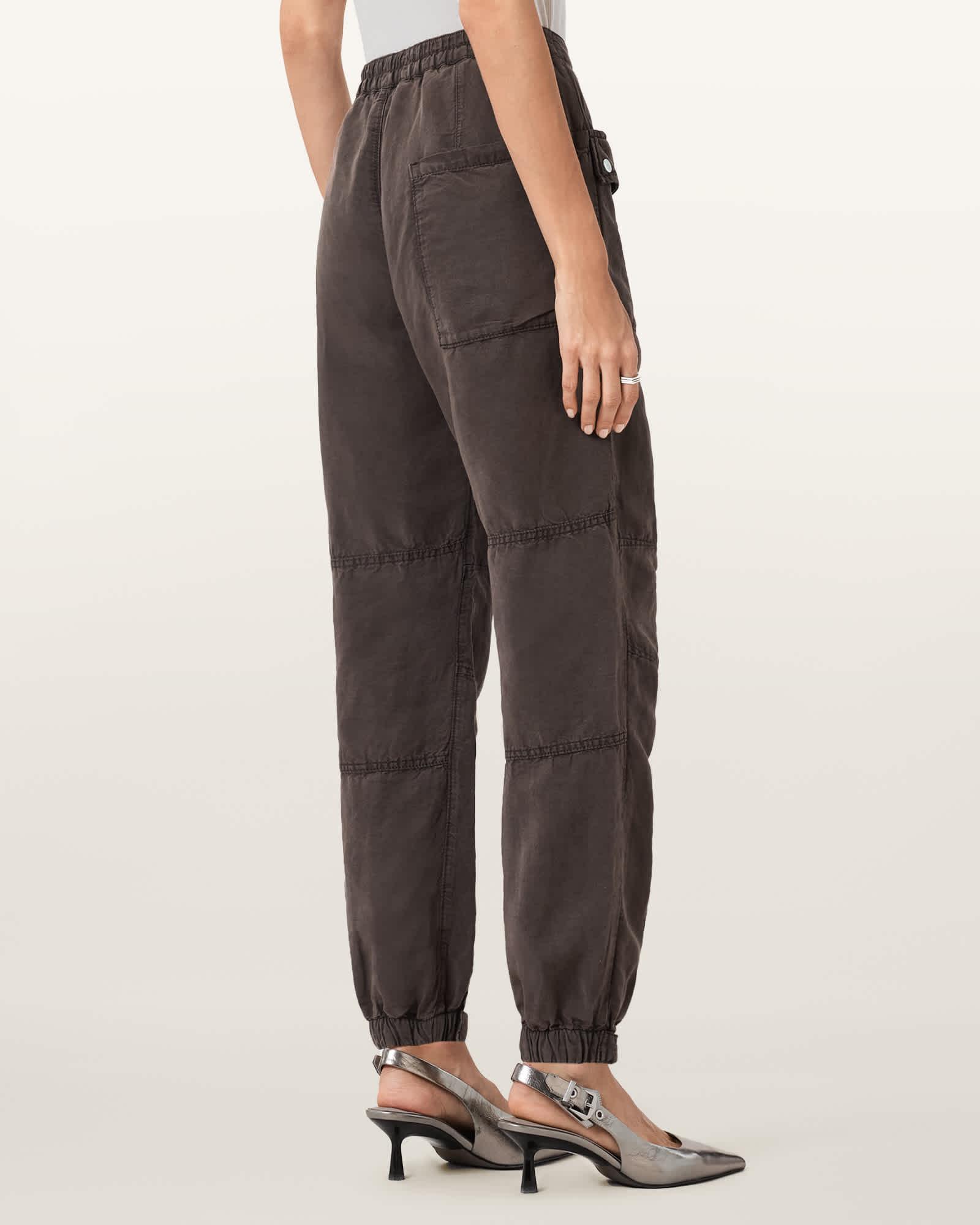 Val Linen Blend Cargo Pants Dark Brown | ALLSAINTS US Product Image
