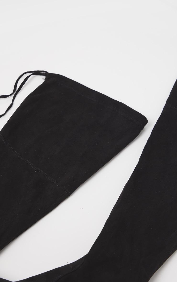 Bess Black Faux Suede Heel Thigh Boots Product Image