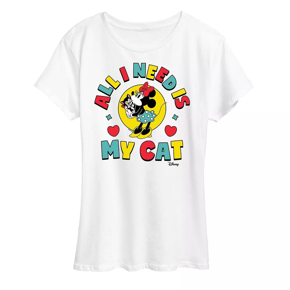Disney's Minnie Mouse & Figaro Plus All I Need Is My Cat Graphic Tee, Women's,  Product Image