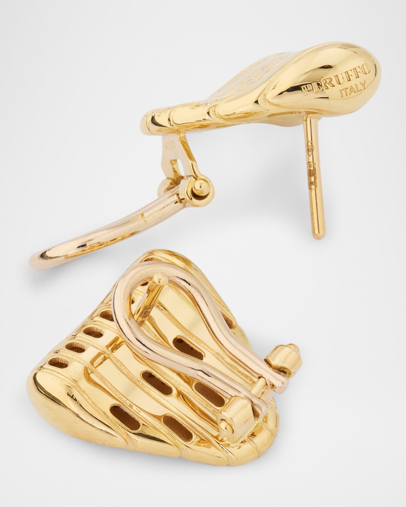 18K Yellow Gold Triangular Stud Earrings with Diamonds Product Image