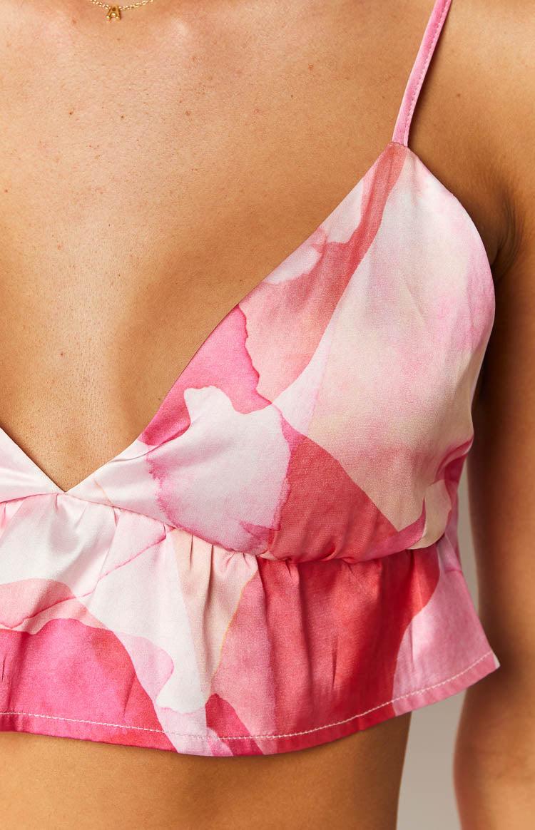 Jessie Pink Satin Crop Top Baby Product Image