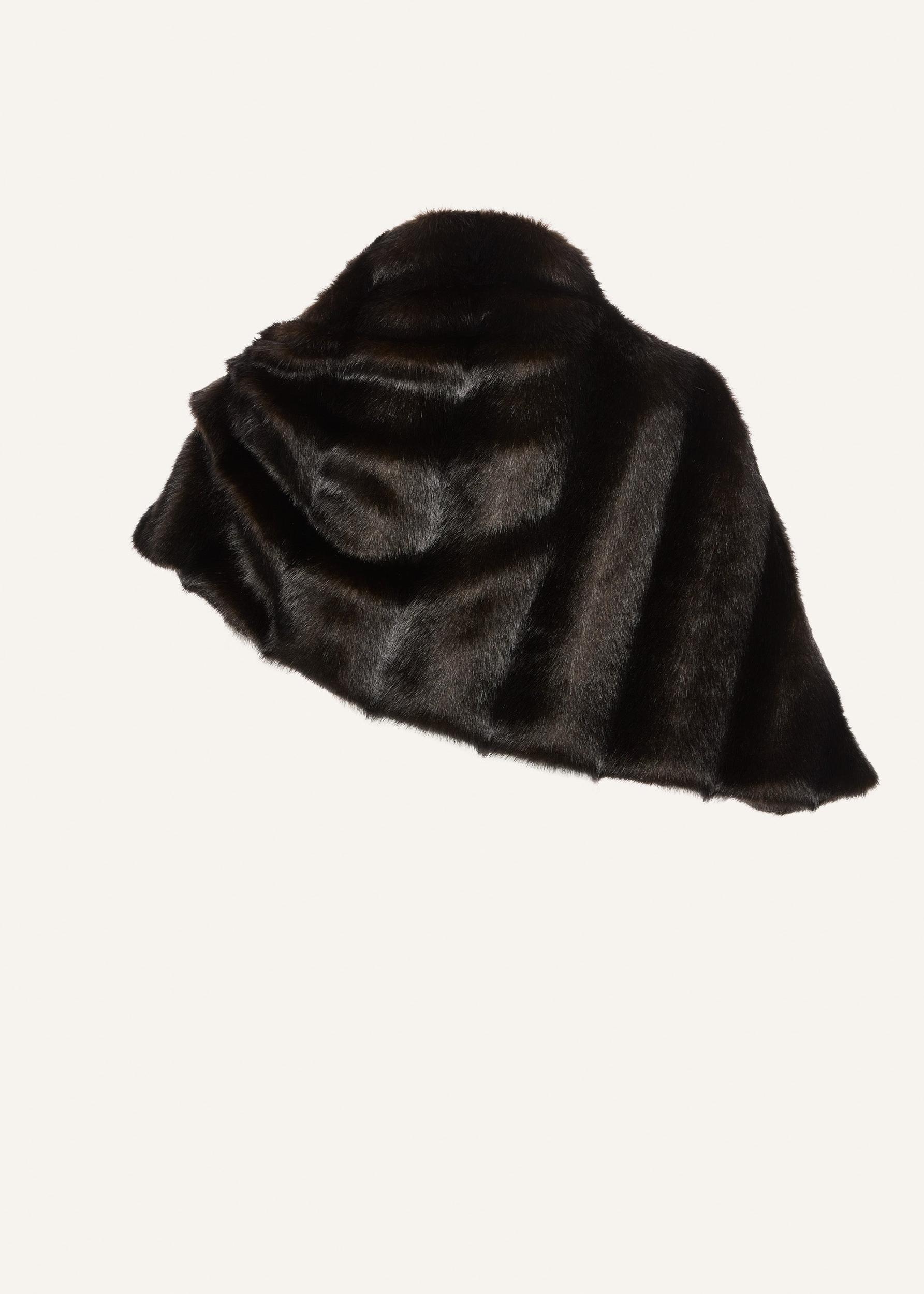 Draped faux fur stole in dark brown Product Image