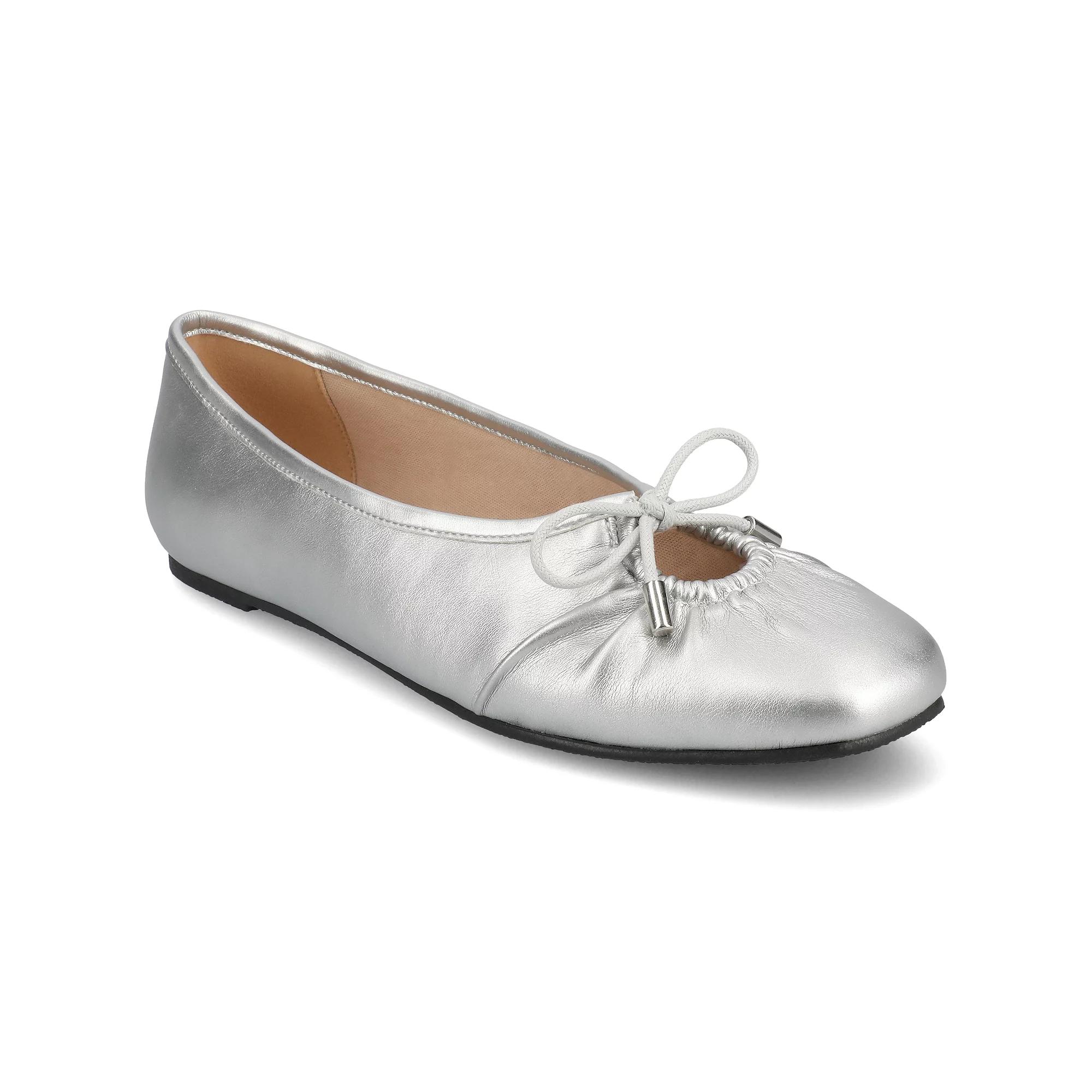 Journee Callee Medium and Wide Width Women's Ballet Bow Slip-On Dress Flats, Size: 6 Wide, Silver Product Image