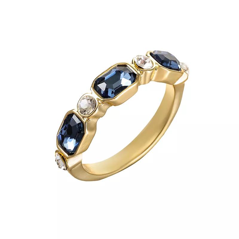 City Luxe Gold Tone Blue & Clear Crystal Ring, Women's, Size: 8, September Product Image