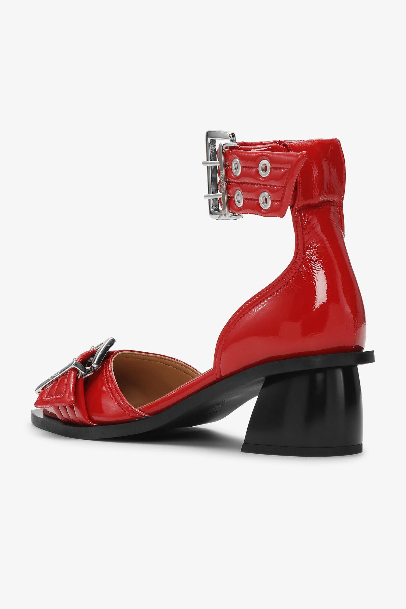 Red Feminine Buckle Open Cut Pumps Product Image