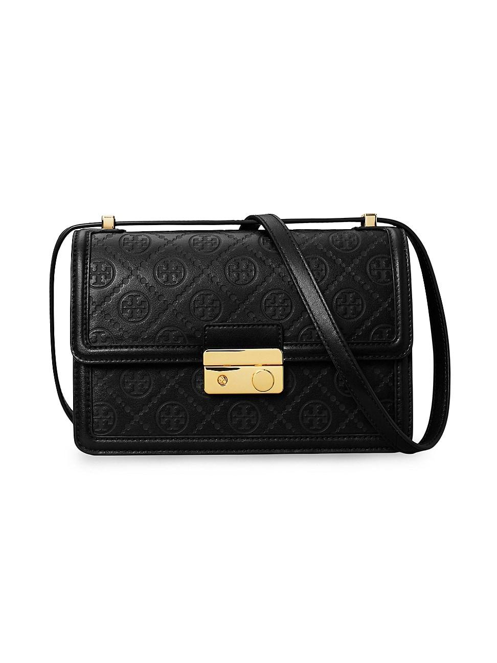 Womens T Monogram Debossed Leather Shoulder Bag Product Image